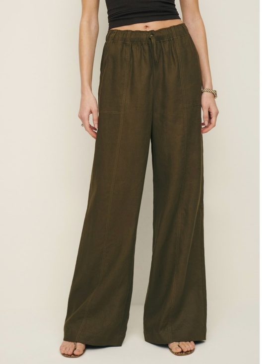 Reformation Pants - Reformation Olive Green Declan Wide Leg Pants with Convertible Length Medium